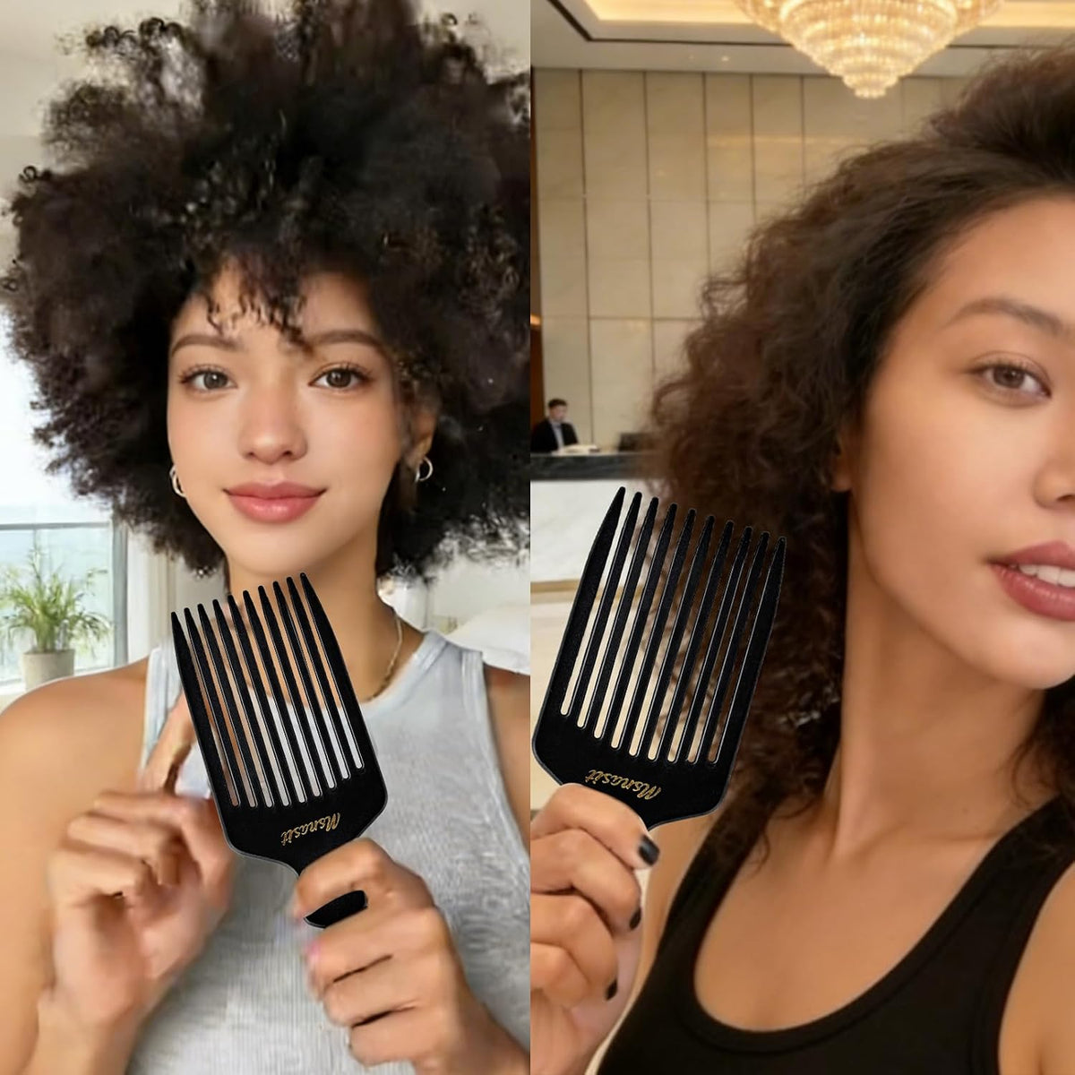 Wide Tooth Detangling Hair Pick Comb for Curly Hair
