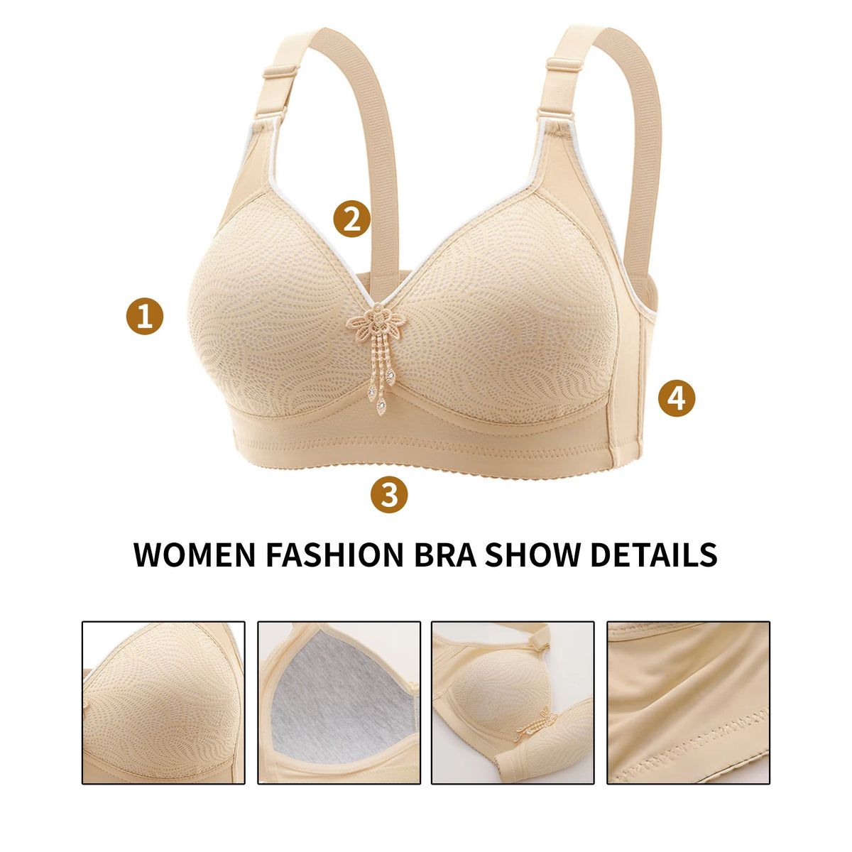 Women's seamless wireless bra 6-pack, push-up with adjustable straps — photo 6