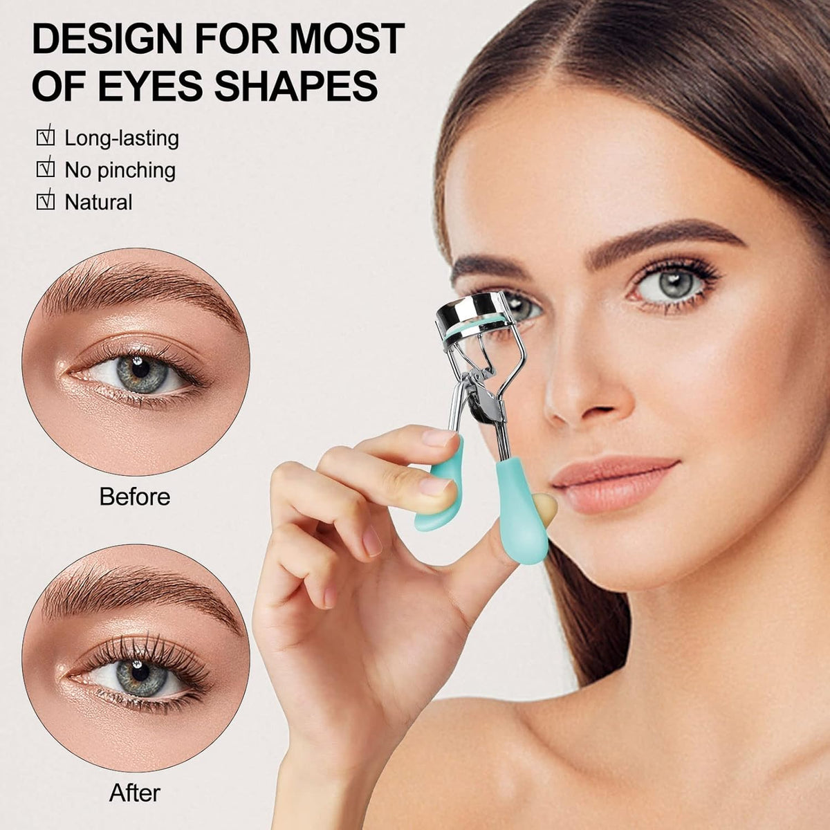 Eyelash Curler, Curved Lash Curler Kit for Natural Lift, Blue