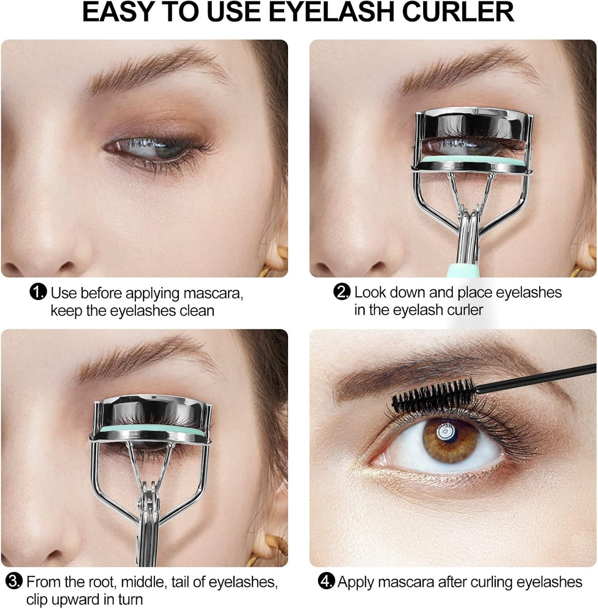 Eyelash Curler, Curved Lash Curler Kit for Natural Lift, Blue
