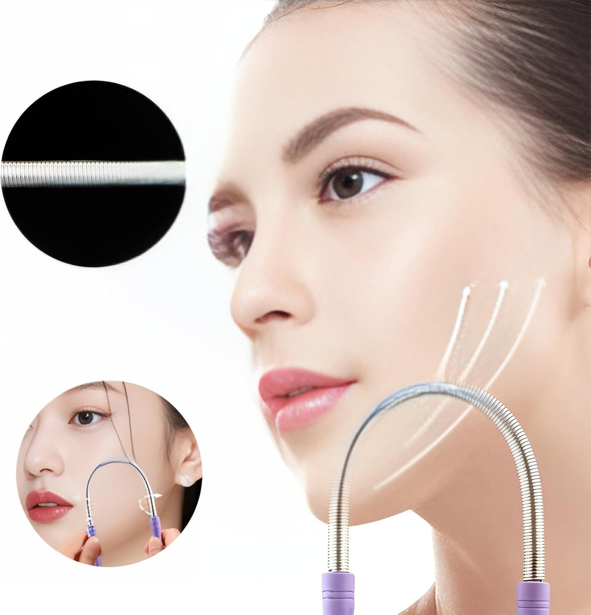 Facial Hair Remover Spring Epilator Tool Set, 4 Pieces