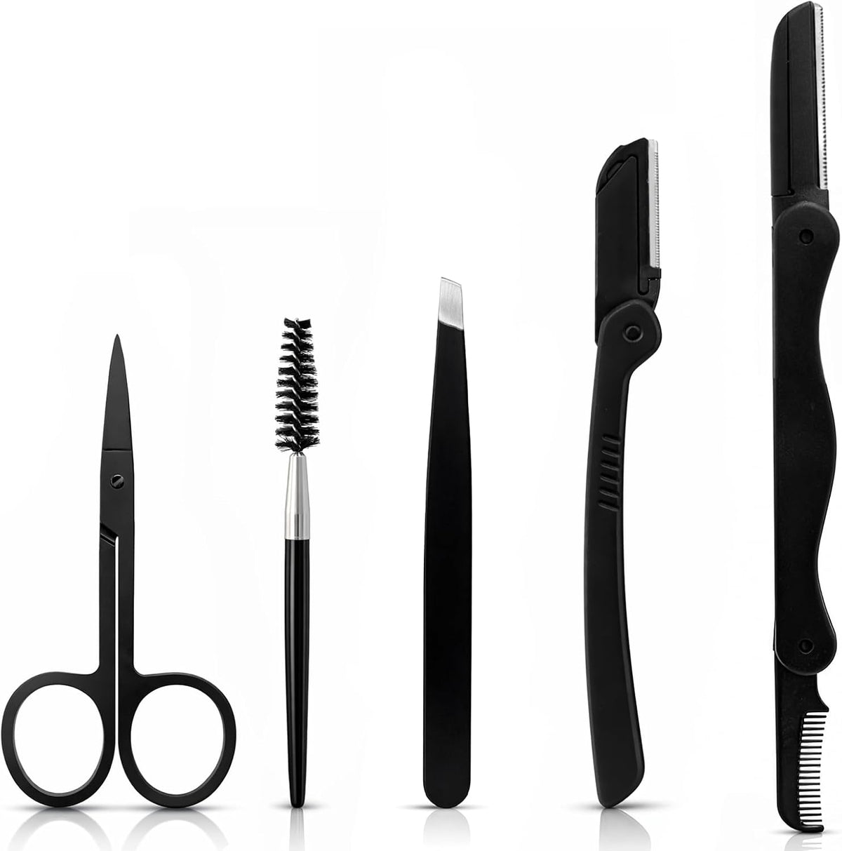 Eyebrow Grooming Kit, 5-in-1 with Razor, Scissors and Tweezers