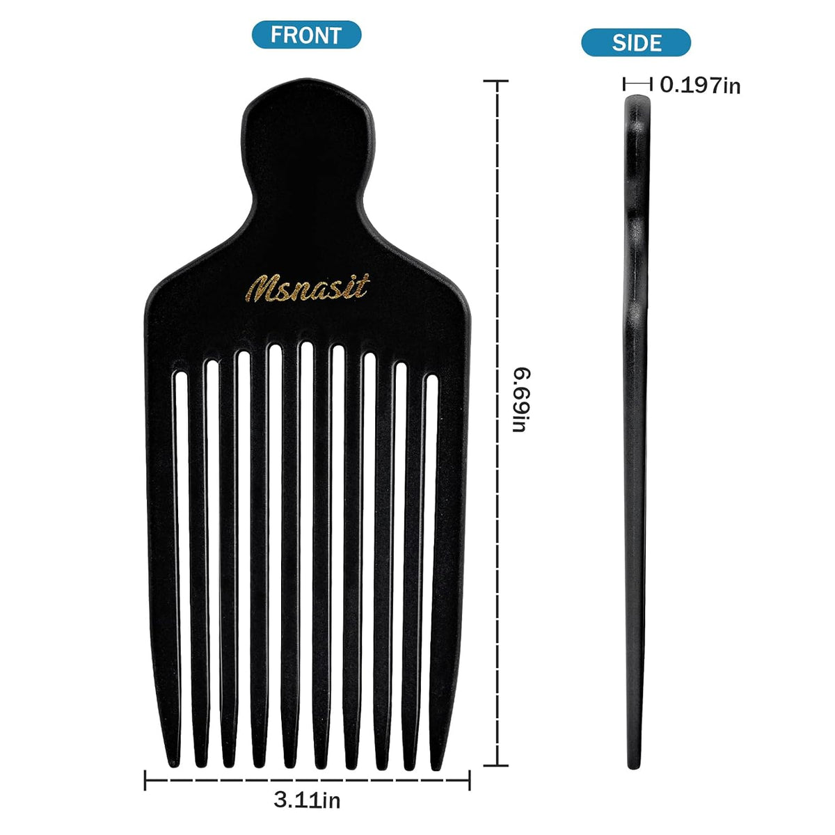 Wide Tooth Detangling Hair Pick Comb for Curly Hair