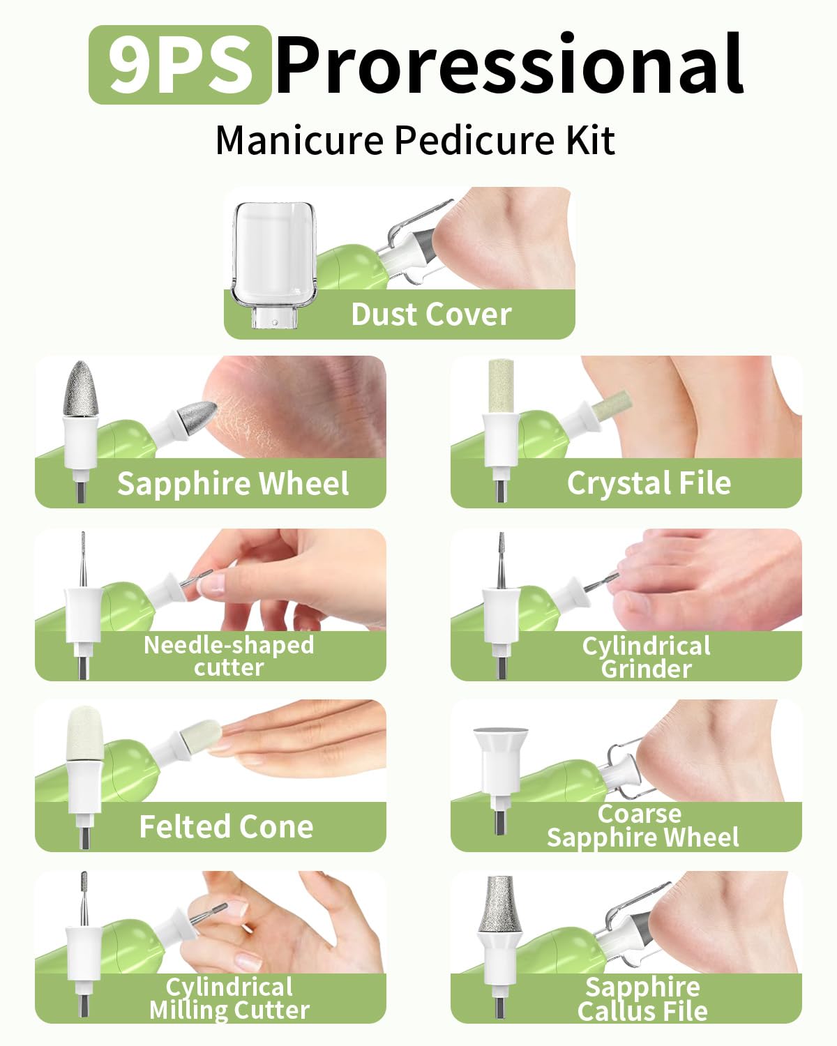Cordless Electric Manicure Pedicure Kit, 5-Speed Nail Drill Set