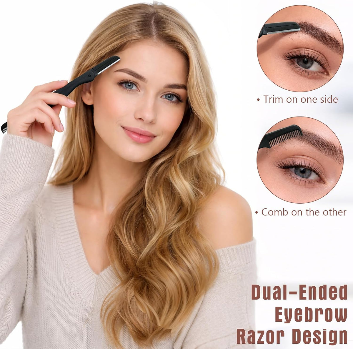 Eyebrow Grooming Kit, 5-in-1 with Razor, Scissors and Tweezers