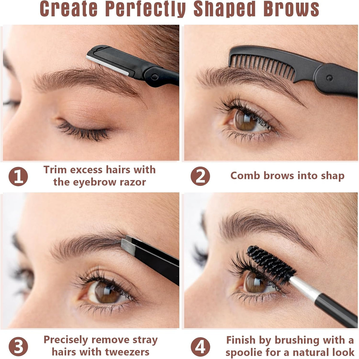 Eyebrow Grooming Kit, 5-in-1 with Razor, Scissors and Tweezers