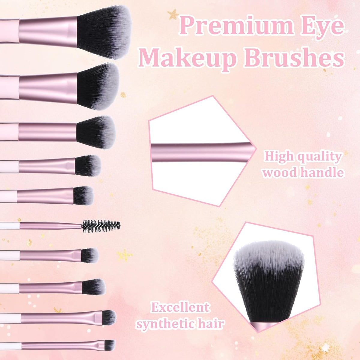 10-Piece Mini Travel Makeup Brush Set with Pouch, Pink