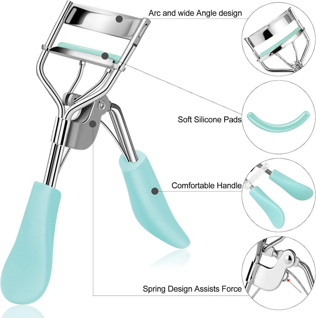 Eyelash Curler, Curved Lash Curler Kit for Natural Lift, Blue