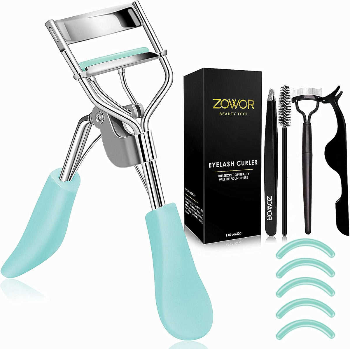 Eyelash Curler, Curved Lash Curler Kit for Natural Lift, Blue