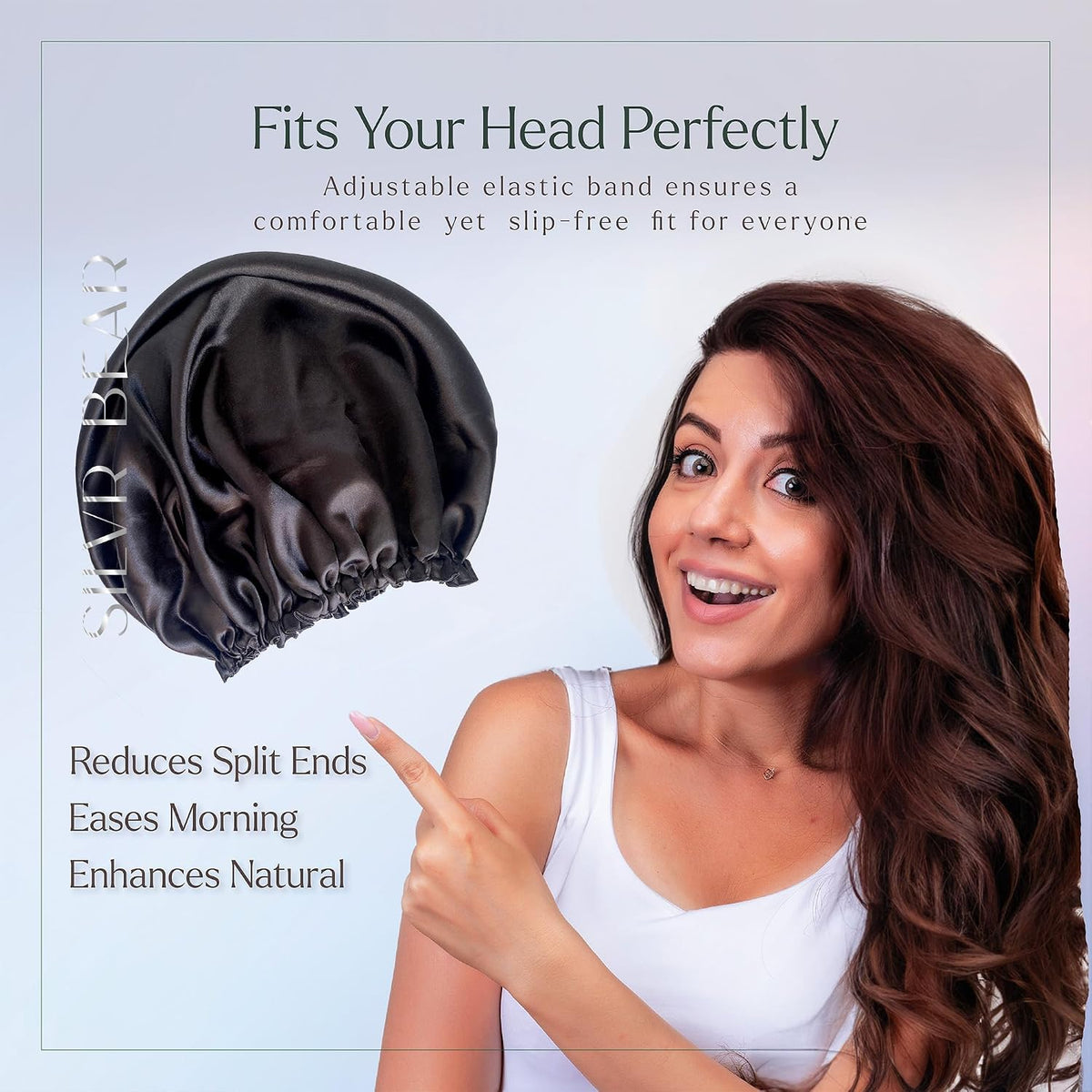 Reversible Satin Sleep Bonnet + 3 Scrunchies, Black