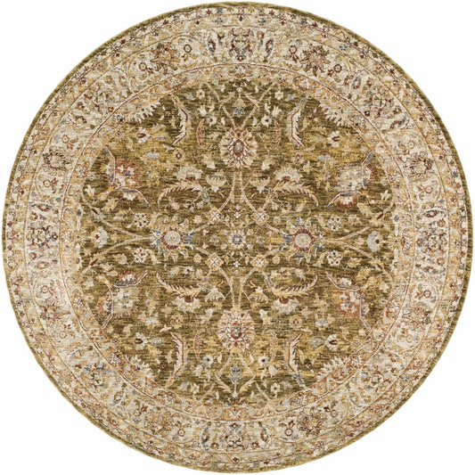 Dyan Green Textured Rug with Fringes