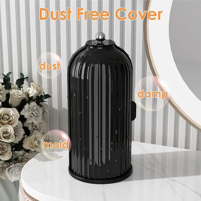Rotating Dustproof Toothbrush Holder Organizer, 360° Swivel Multi-Functional Caddy for Makeup Brushes & Toothpaste, Compact Space-Saving Bathroom Vanity Countertop Rack for Apartments