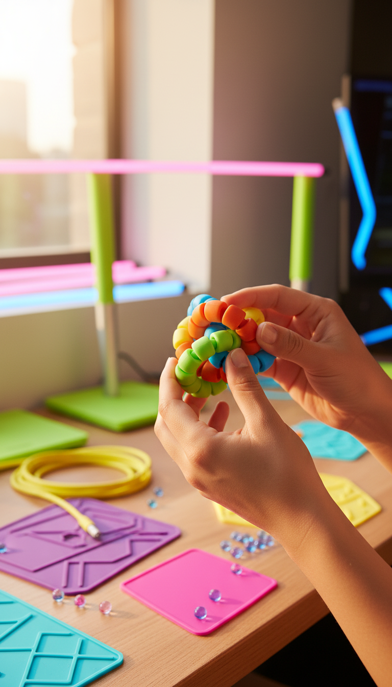 FlexiTwist silicone ring toy in use